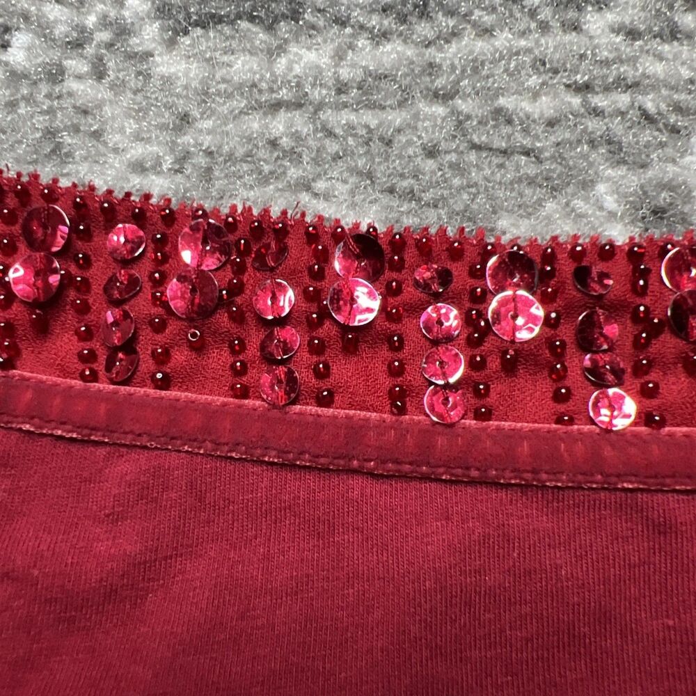 Vintage Ann Taylor Womens XL Red Sequin Trim Tank Top Camisole Y2K Holiday Glam - Picture 2 of 7